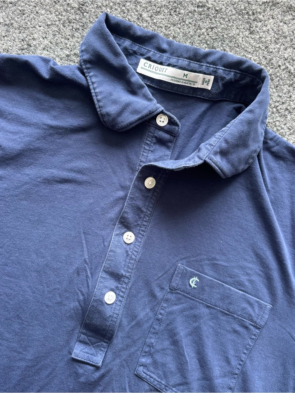 Criquet Men’s Top-Shelf Players Polo Shirt Navy Blue Size Medium